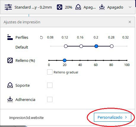 Configuraciones de Cura-ajustes de impresión